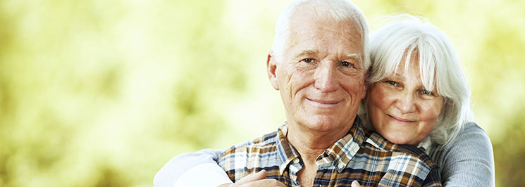 old couple hugging