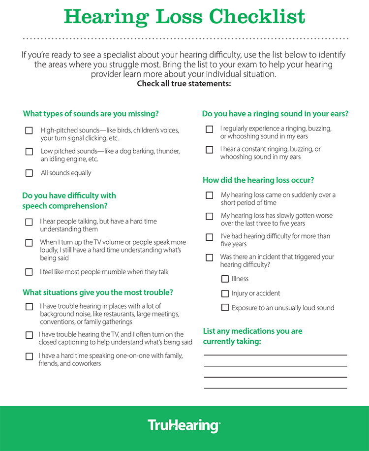 hearing loss checklist